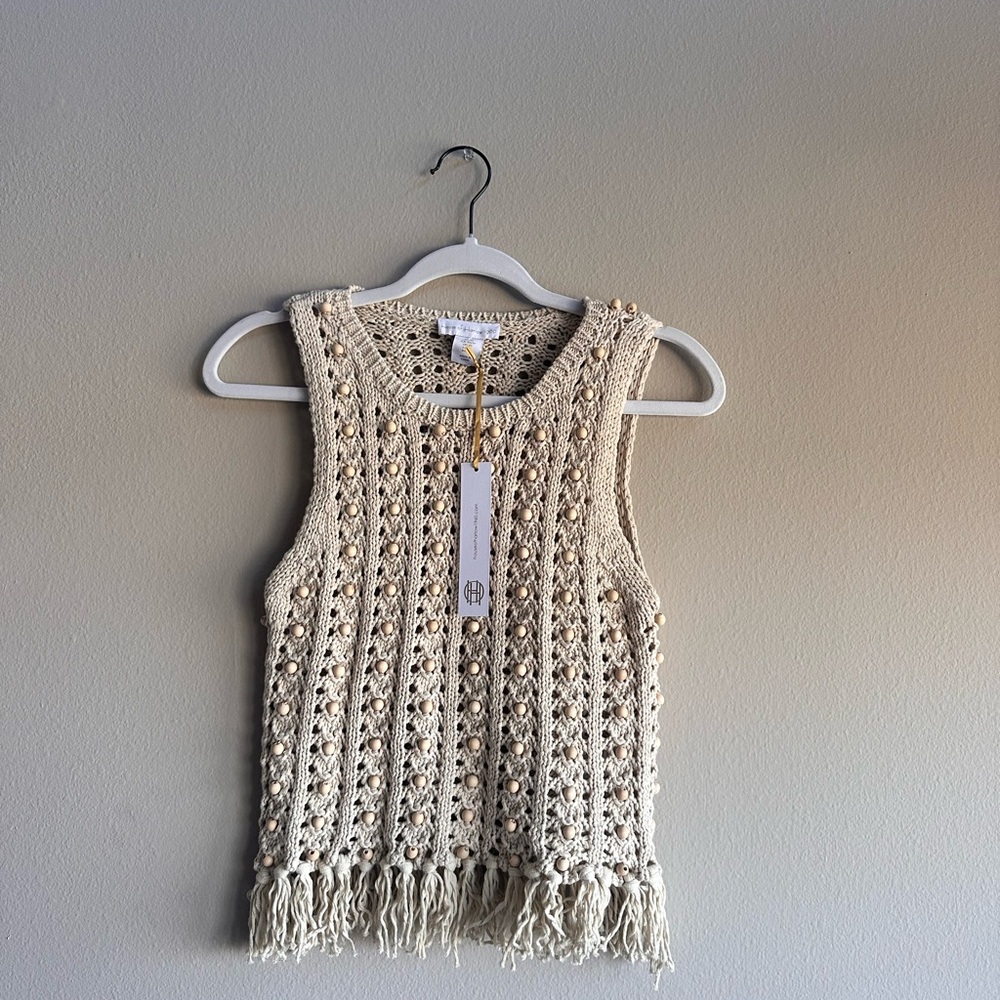 Cream Crochet Fringe Tank Top - NWT - XSmall